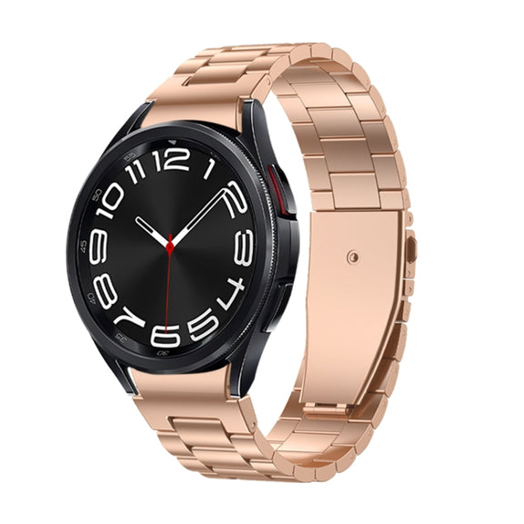 For Samsung Galaxy Watch 6 Three Strains Metal Watch Band(Rose Gold)