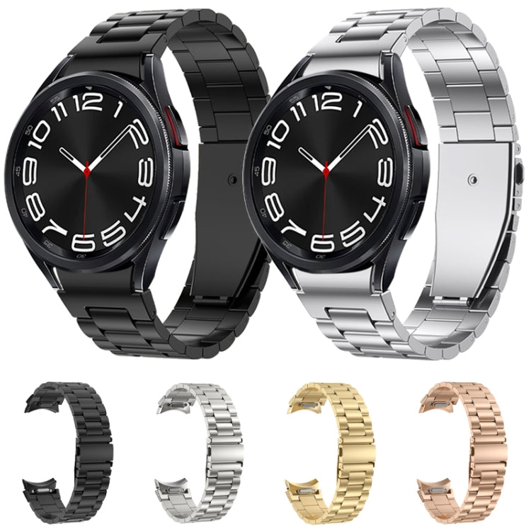 For Samsung Galaxy Watch 6 Three Strains Metal Watch Band(Rose Gold)