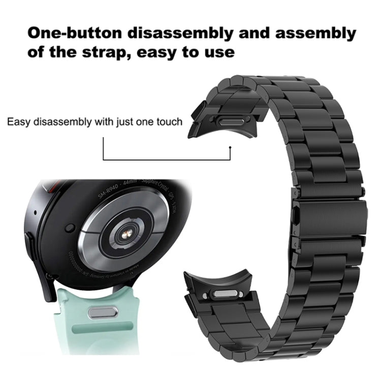 For Samsung Galaxy Watch 6 Three Strains Metal Watch Band(Rose Gold)