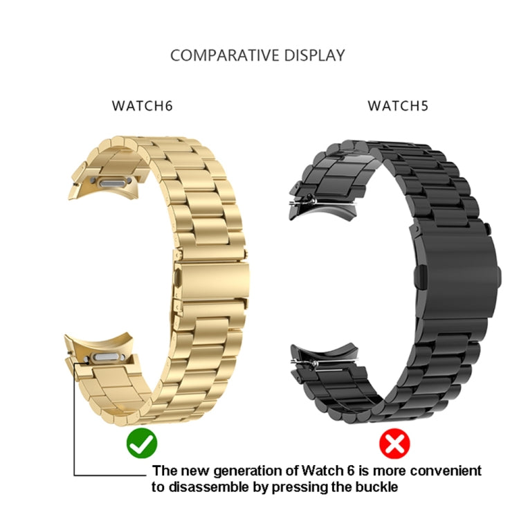 For Samsung Galaxy Watch 6 Three Strains Metal Watch Band(Rose Gold)