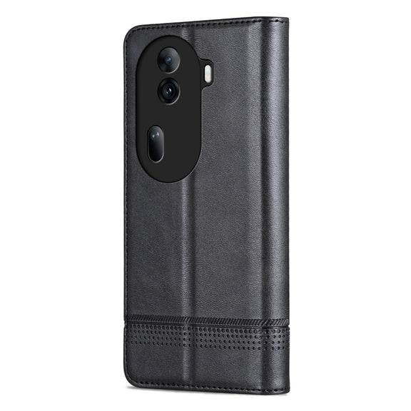 For OPPO Reno11 Pro China AZNS Magnetic Calf Texture Flip Leather Phone Case(Black)