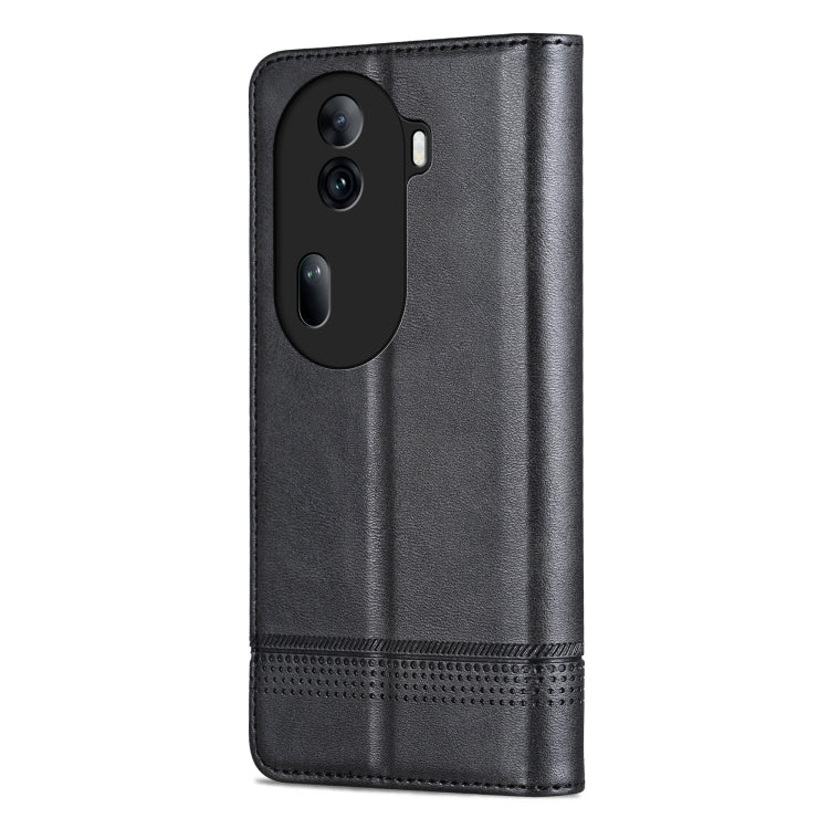 For OPPO Reno11 Pro China AZNS Magnetic Calf Texture Flip Leather Phone Case(Black)