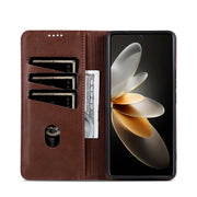 For OPPO Reno12 Pro Global AZNS Magnetic Calf Texture Flip Leather Phone Case(Dark Brown)