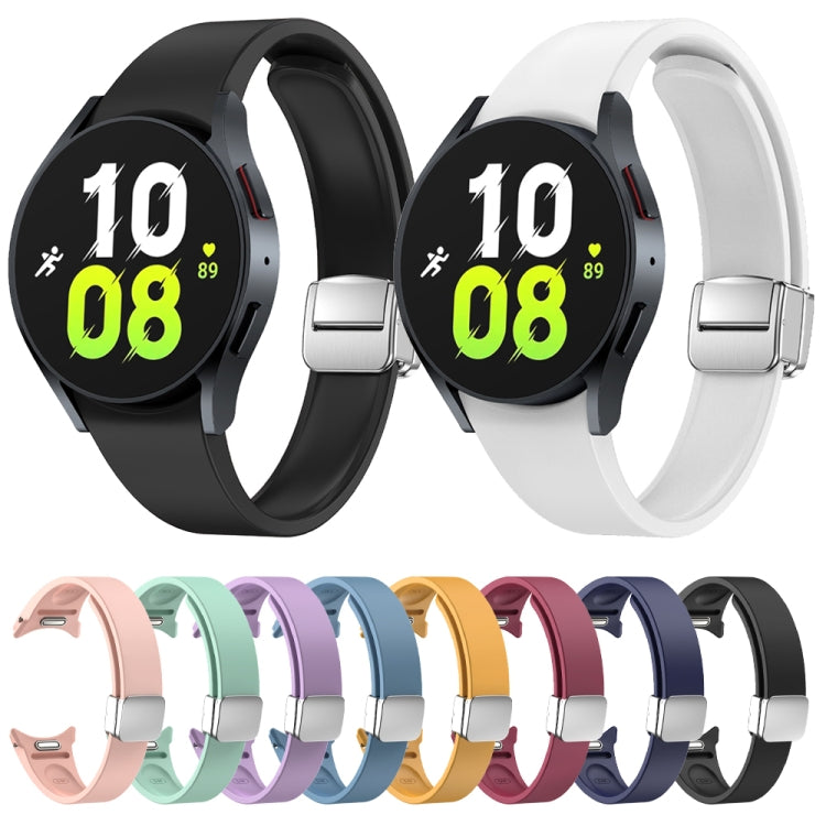 For Samsung Galaxy Watch 6 Magnetic Folding Silver Buckle Silicone Watch Band(Purple)