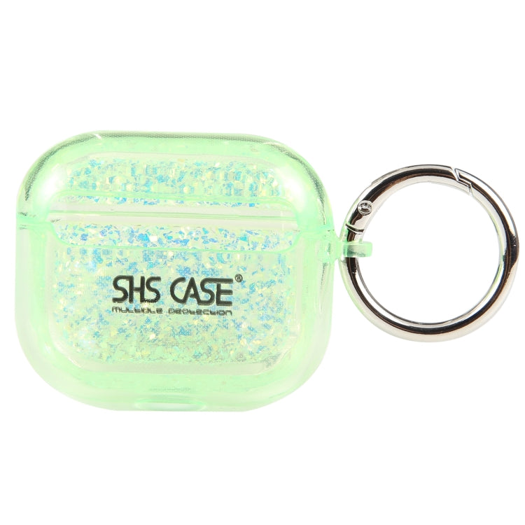For AirPods 3 Flash Diamond Epoxy Bluetooth Earphone Protective Case(Green)