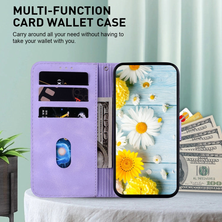 For Google Pixel 9 Pro Lily Embossed Leather Phone Case(Purple)