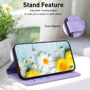 For Google Pixel 9 Pro Lily Embossed Leather Phone Case(Purple)