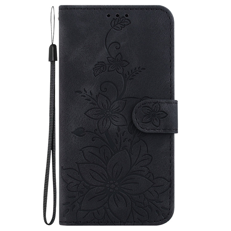 For Google Pixel 9 Pro Lily Embossed Leather Phone Case(Black)