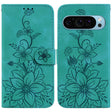 For Google Pixel 9 Lily Embossed Leather Phone Case(Green) - Google Cases by PMC TechLife | Online Shopping South Africa | PMC TechLife | Buy Now Pay Later Mobicred