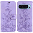 For Google Pixel 9 Lily Embossed Leather Phone Case(Purple) - Google Cases by PMC TechLife | Online Shopping South Africa | PMC TechLife | Buy Now Pay Later Mobicred