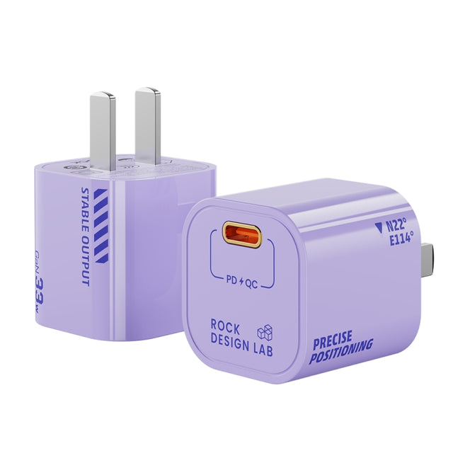 ROCK T88 Sugar Series PD33W Single Type-C Port GaN Charger, CN Plug(Purple)