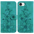 For iPhone 16e Lily Embossed Leather Phone Case(Green) - iPhone 16e Cases by PMC TechLife | Online Shopping South Africa | PMC TechLife | Buy Now Pay Later Mobicred