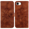 For iPhone 16e Lily Embossed Leather Phone Case(Brown) - iPhone 16e Cases by PMC TechLife | Online Shopping South Africa | PMC TechLife | Buy Now Pay Later Mobicred