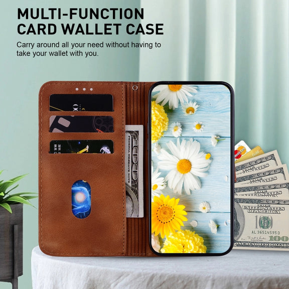 For iPhone 16e Lily Embossed Leather Phone Case(Brown)