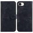For iPhone 16e Lily Embossed Leather Phone Case(Black) - iPhone 16e Cases by PMC TechLife | Online Shopping South Africa | PMC TechLife | Buy Now Pay Later Mobicred