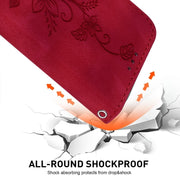 For iPhone 16 Pro Lily Embossed Leather Phone Case(Red)