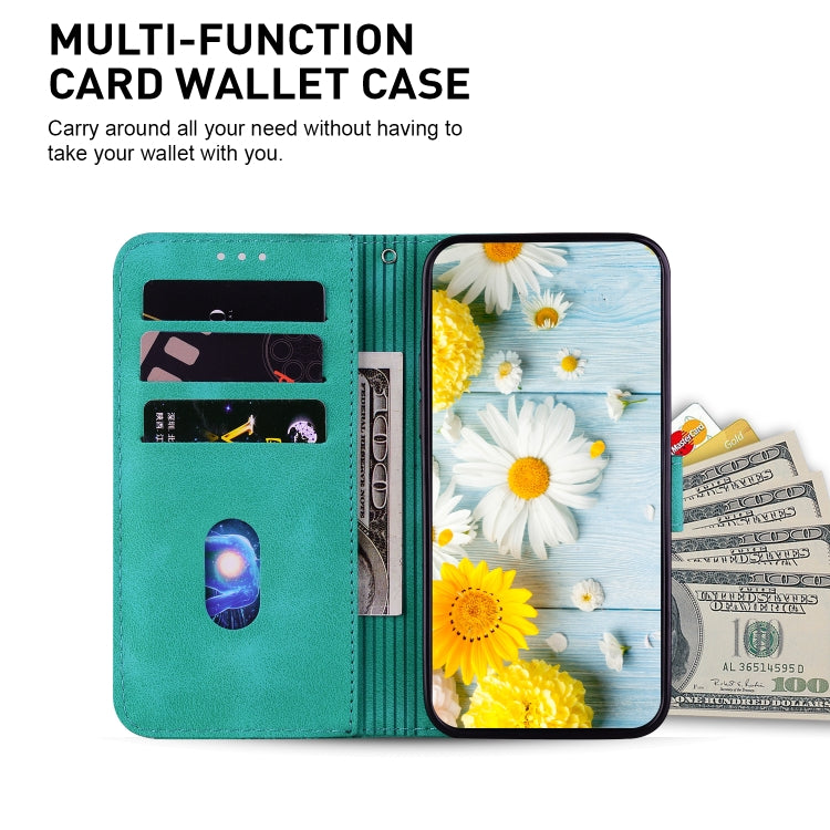 For iPhone 16 Lily Embossed Leather Phone Case(Green)