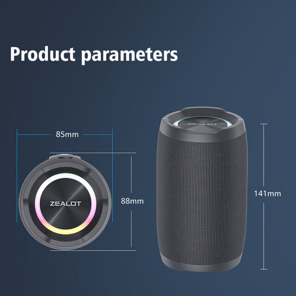 Zealot S49 Outdoor Portable Wireless Bluetooth Speaker with RGB Light(Black)
