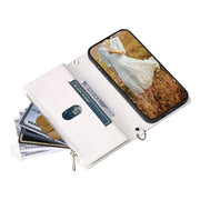 For iPhone 16e Grid Texture Zipper Leather Phone Case with Lanyard(White)