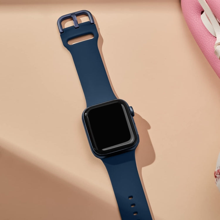 For Apple Watch Ultra 49mm Pin Buckle Silicone Watch Band(Abyss Blue)