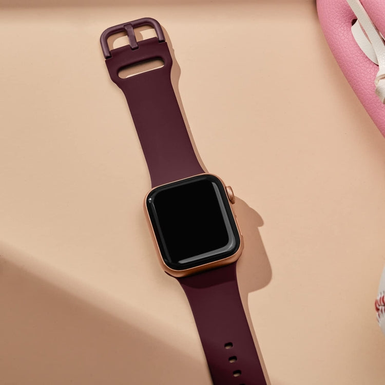 For Apple Watch SE 2022 40mm Pin Buckle Silicone Watch Band(Wine Red)