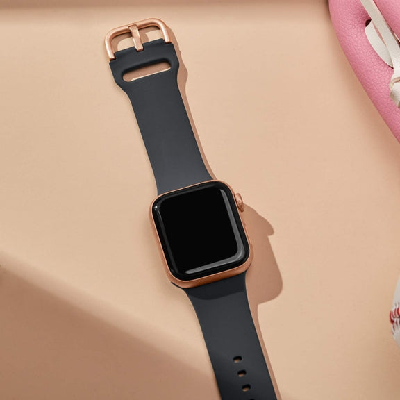 For Apple Watch SE 2022 40mm Pin Buckle Silicone Watch Band(Dark Grey)