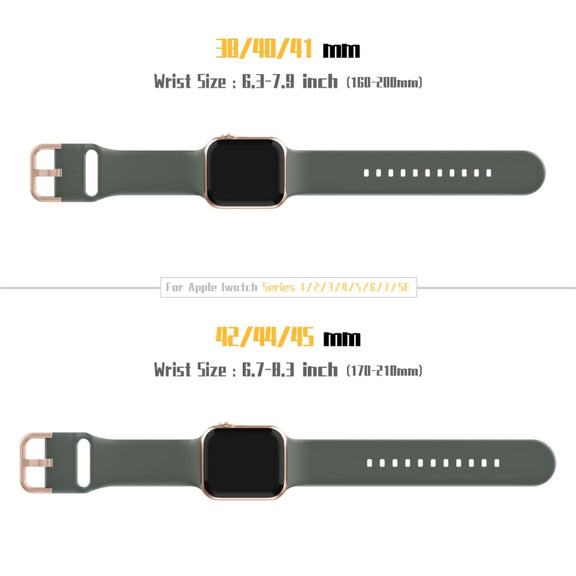 For Apple Watch Series 7 45mm Pin Buckle Silicone Watch Band(Olive)