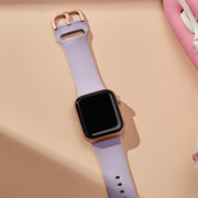 For Apple Watch SE 40mm Pin Buckle Silicone Watch Band(Baby Purple)