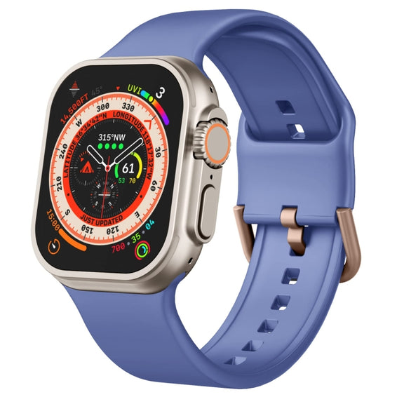 For Apple Watch SE 44mm Pin Buckle Silicone Watch Band(Cyan Blue)