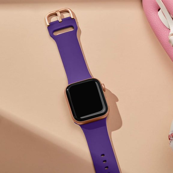 For Apple Watch Series 5 44mm Pin Buckle Silicone Watch Band(Purple)