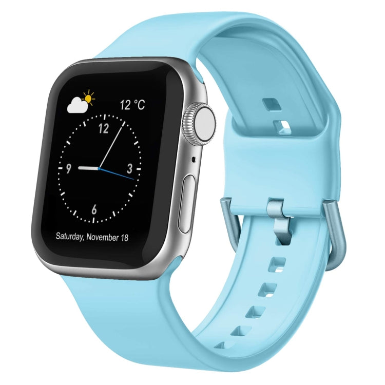 For Apple Watch Series 5 44mm Pin Buckle Silicone Watch Band(Light Blue)