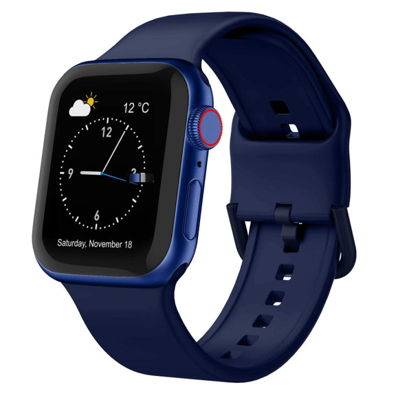 For Apple Watch Series 5 40mm Pin Buckle Silicone Watch Band(Midnight Blue)