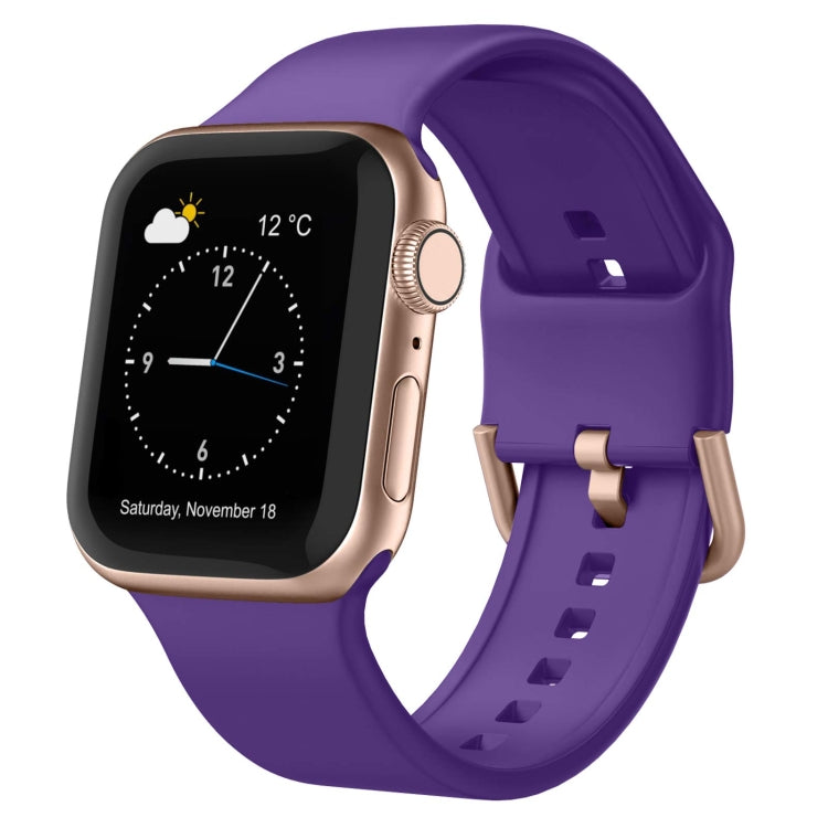 For Apple Watch Series 4 44mm Pin Buckle Silicone Watch Band(Purple)
