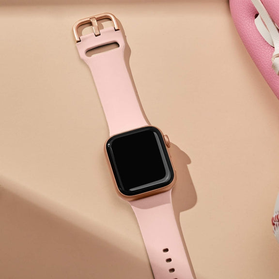 For Apple Watch Series 4 40mm Pin Buckle Silicone Watch Band(Pink)