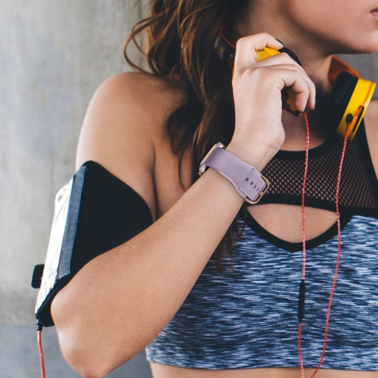 For Apple Watch Series 2 38mm Pin Buckle Silicone Watch Band(Baby Purple)