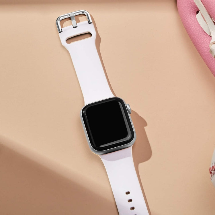For Apple Watch 38mm Pin Buckle Silicone Watch Band(White)