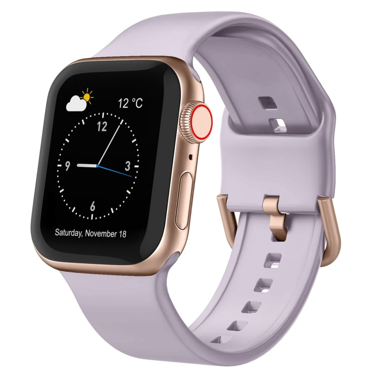 For Apple Watch 38mm Pin Buckle Silicone Watch Band(Baby Purple)