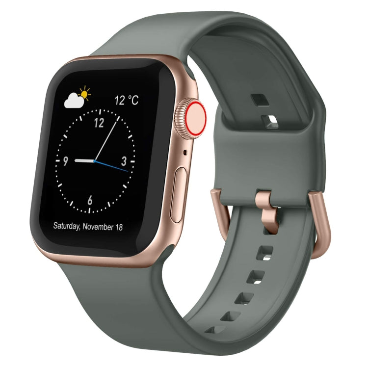 For Apple Watch 38mm Pin Buckle Silicone Watch Band(Olive)