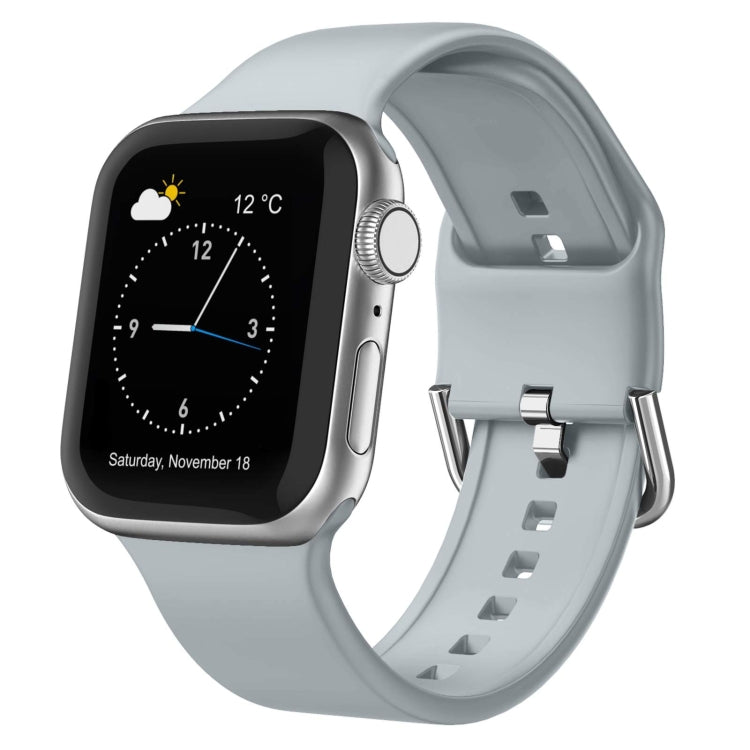 For Apple Watch 38mm Pin Buckle Silicone Watch Band(Light Grey)