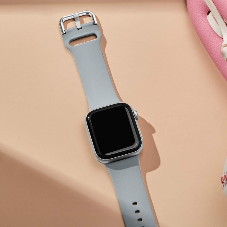 For Apple Watch 38mm Pin Buckle Silicone Watch Band(Light Grey)