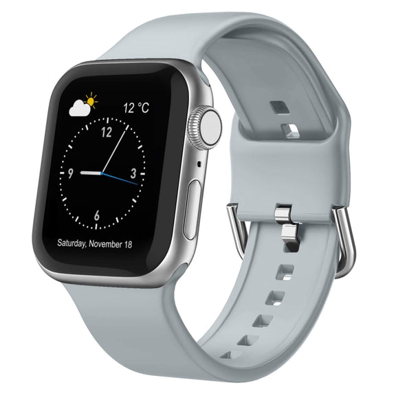 For Apple Watch 38mm Pin Buckle Silicone Watch Band(Light Grey)