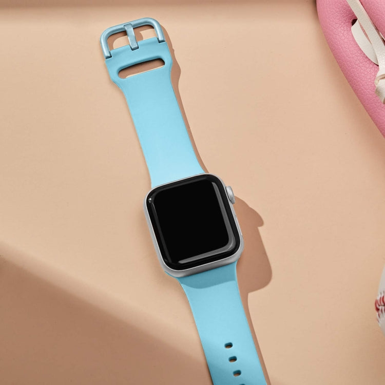 For Apple Watch 38mm Pin Buckle Silicone Watch Band(Light Blue)