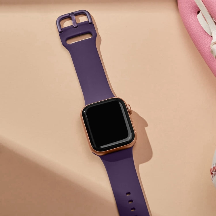 For Apple Watch Series 10 46mm Pin Buckle Silicone Watch Band(Dark Purple)