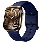 For Apple Watch Series 10 46mm Pin Buckle Silicone Watch Band(Midnight Blue)