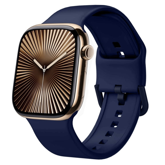 For Apple Watch Series 10 46mm Pin Buckle Silicone Watch Band(Midnight Blue)