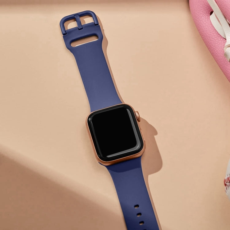 For Apple Watch Series 10 42mm Pin Buckle Silicone Watch Band(Violet Gray)
