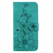 For Motorola Edge 2024 Lily Embossed Leather Phone Case(Green)