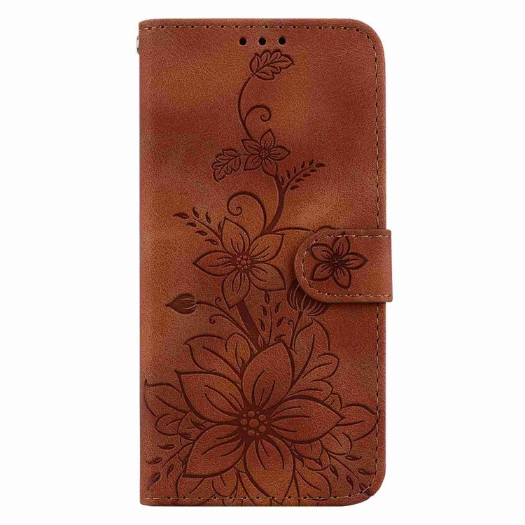 For Motorola Edge 2024 Lily Embossed Leather Phone Case(Brown)