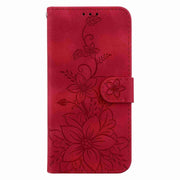 For Motorola Edge 2024 Lily Embossed Leather Phone Case(Red)