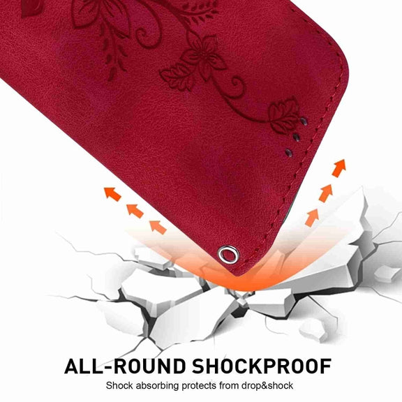 For Motorola Edge 2024 Lily Embossed Leather Phone Case(Red)
